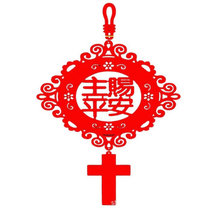 CNY Non-woven Floral Cross Christian Hanging Decoration