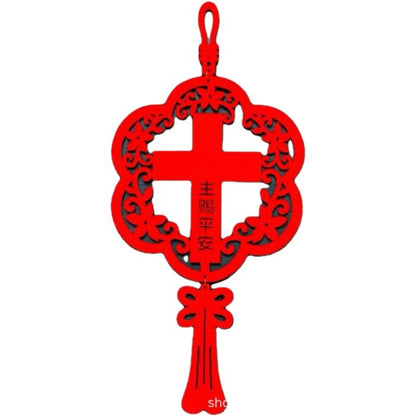 CNY Non-woven Floral Cross Christian Hanging Decoration
