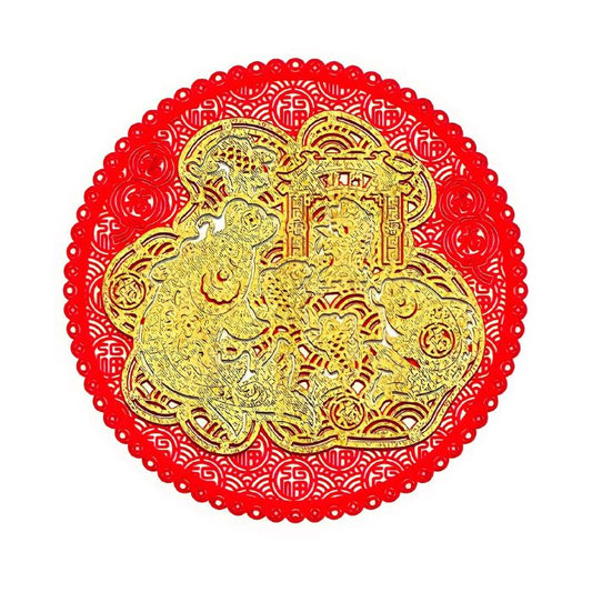 CNY 75x75cm Embroidery Round Koi Fu Hanging Decoration HX270-01