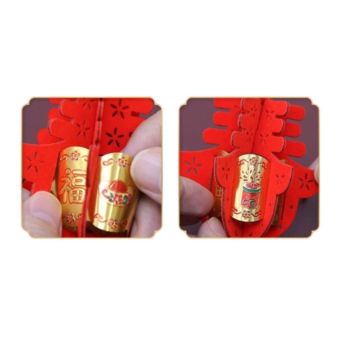 CNY 3D Velvet Gold Mini Hanging Ornament (6pcs)