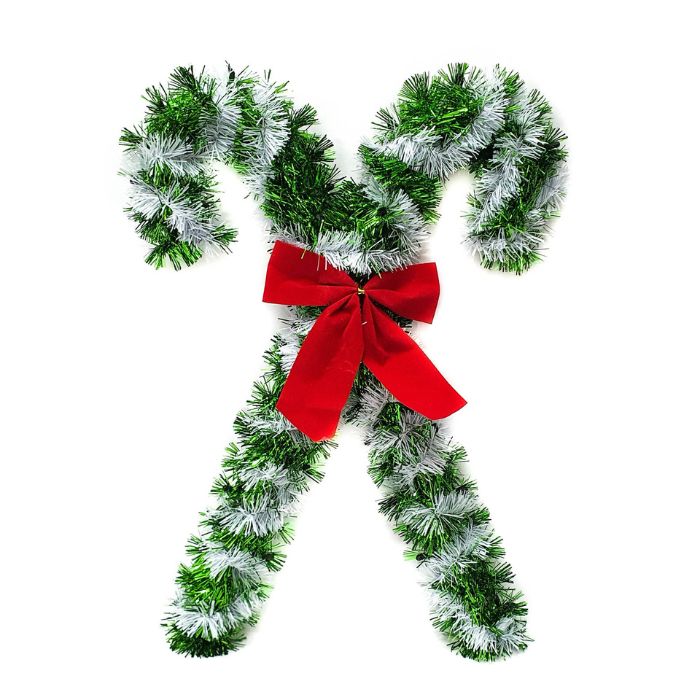 Tinsel Candy Cane with Ribbon