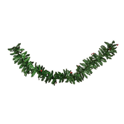 9ft Berries Needle Spruce Garland (TT15-34-Green)
