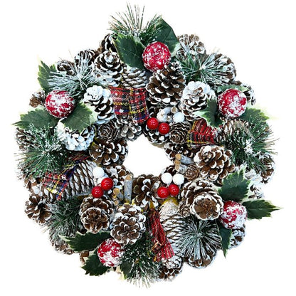 Rustic Christmas Snow Pine Cone Wreath