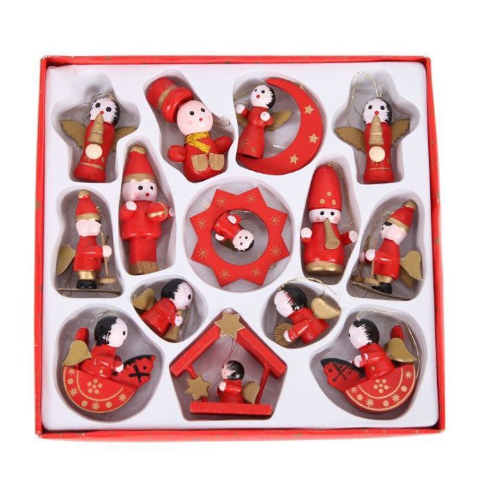 Christmas Wooden Ornaments (Red Gold) Y01144