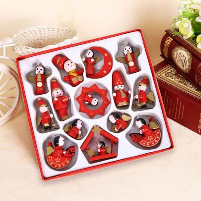 Christmas Wooden Ornaments (Red Gold) Y01144