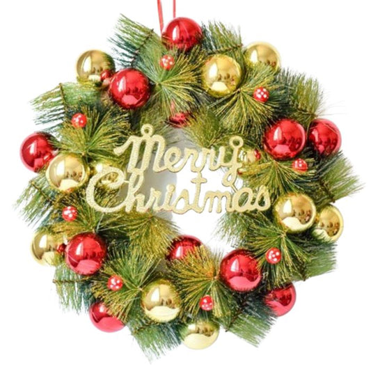 Christmas Ball Pine Wreath GP22 (Red Gold)