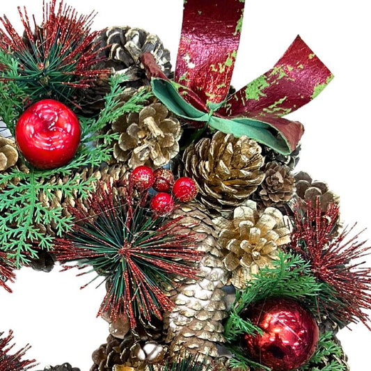 Rustic Christmas Golden Pine Cone Wreath