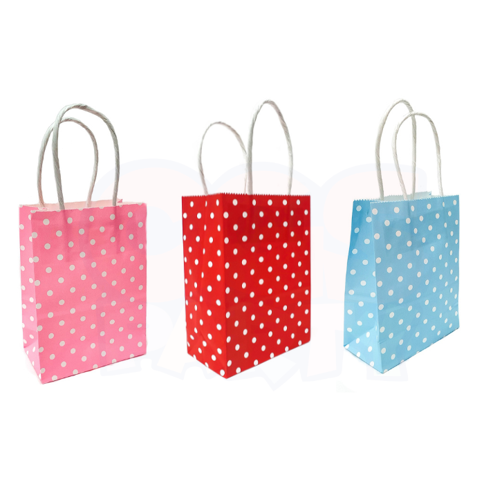 11cm x 15cm x 6cm Polka Dots Kraft Paper Bag