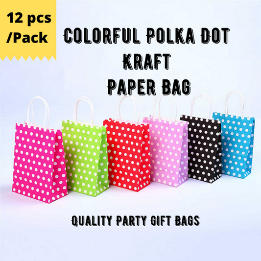 15cm x 21cm x 8cm Polka Dots Kraft Paper Bag