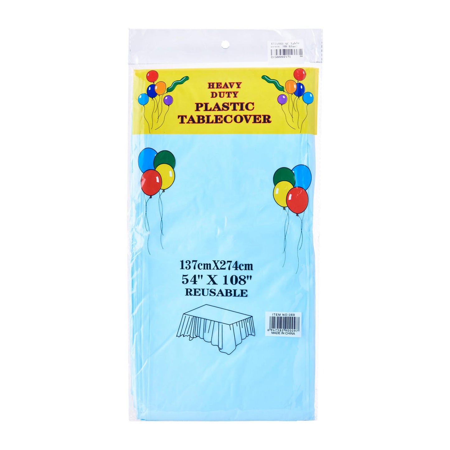 137 x 274cm Solid Colour Plastic Tablecover
