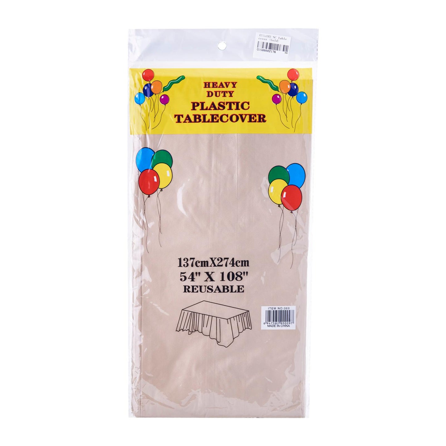 137 x 274cm Solid Colour Plastic Tablecover