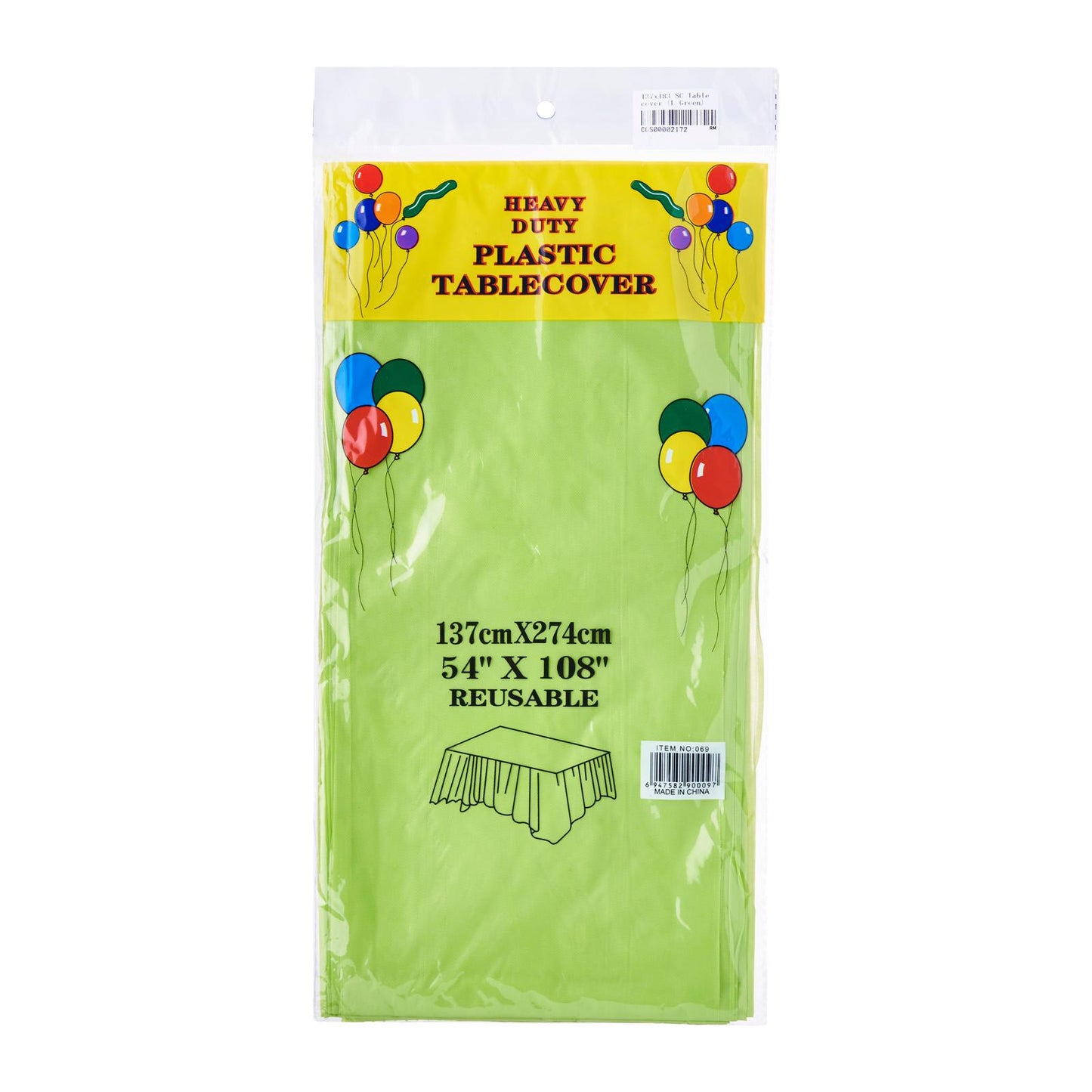 137 x 274cm Solid Colour Plastic Tablecover