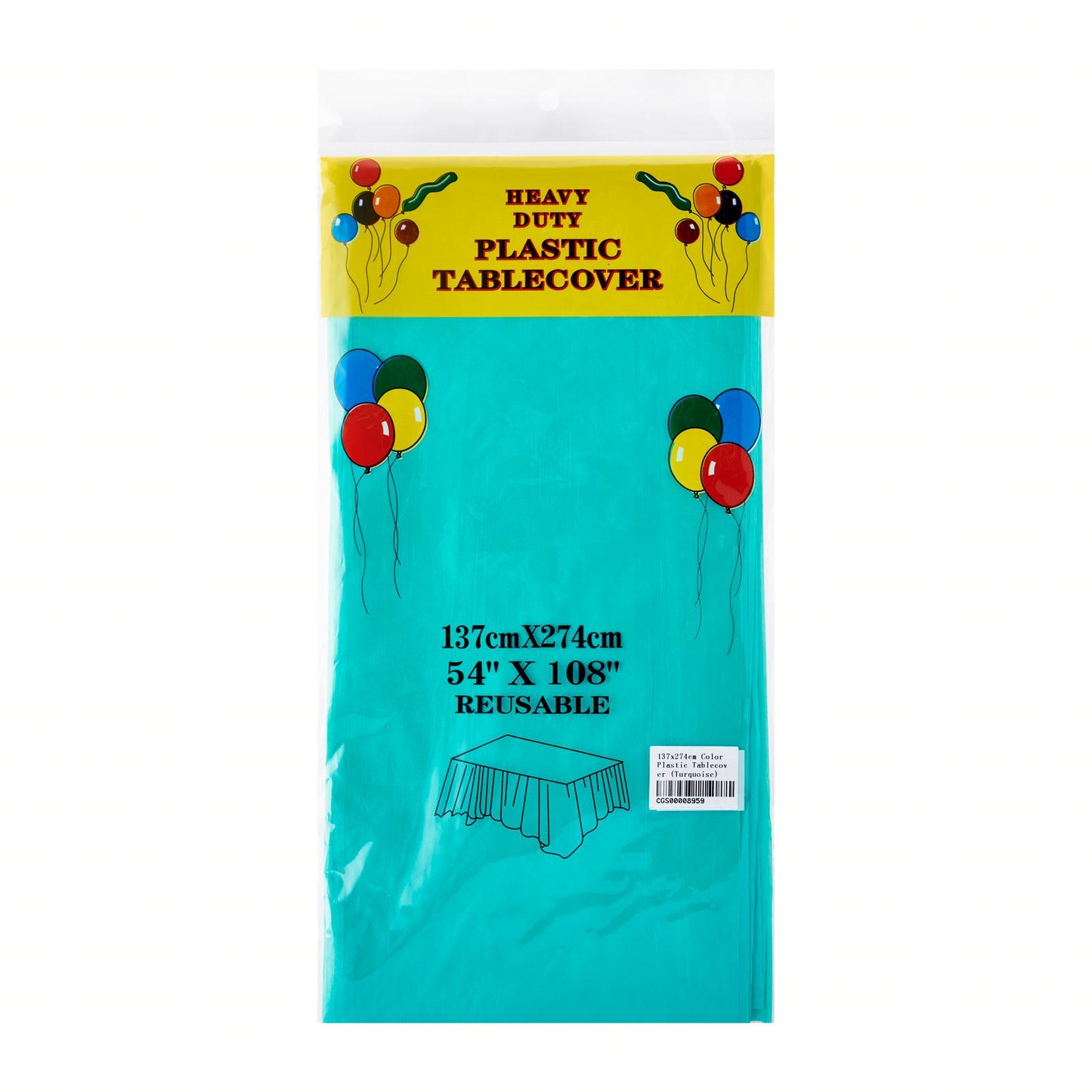 137 x 274cm Solid Colour Plastic Tablecover