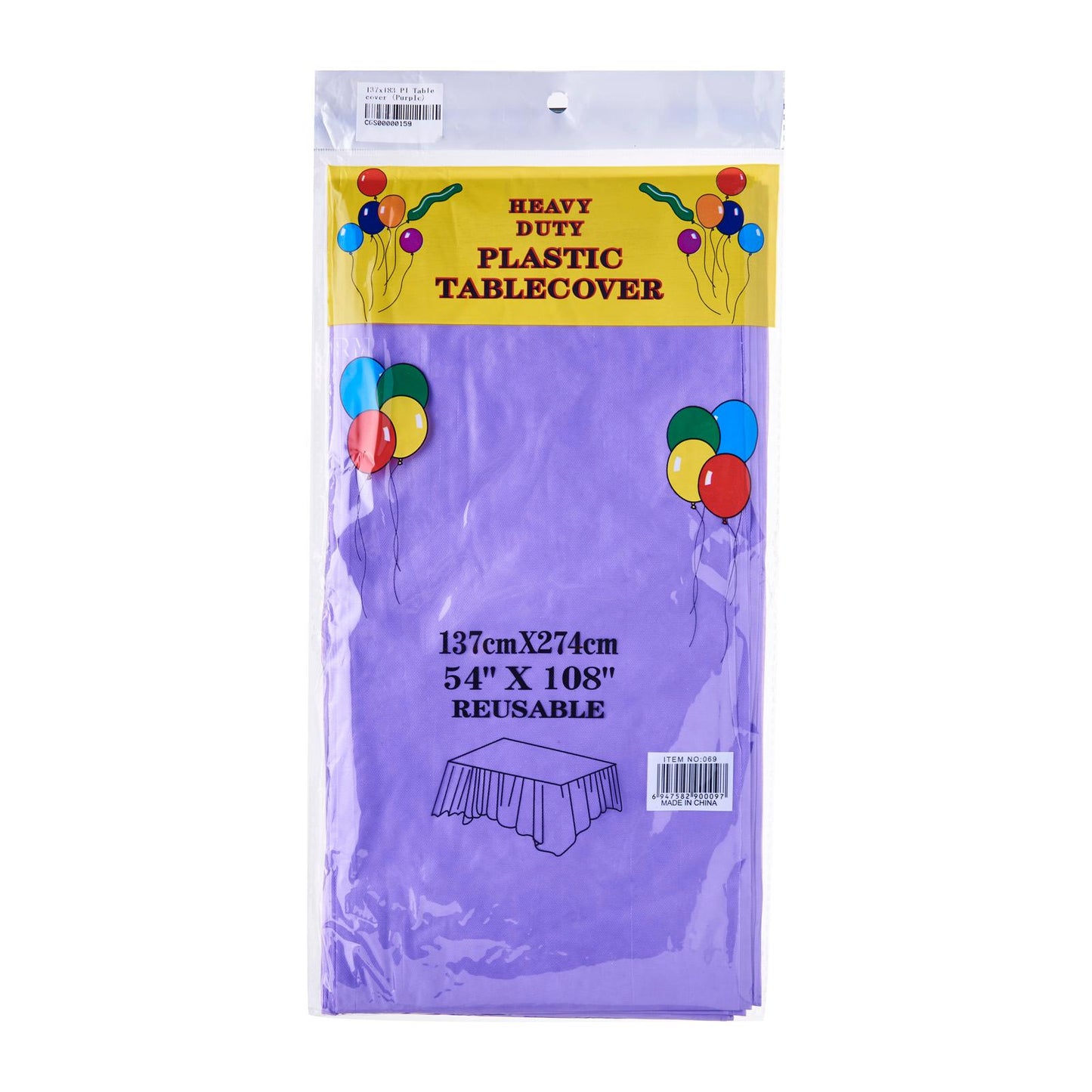 137 x 274cm Solid Colour Plastic Tablecover