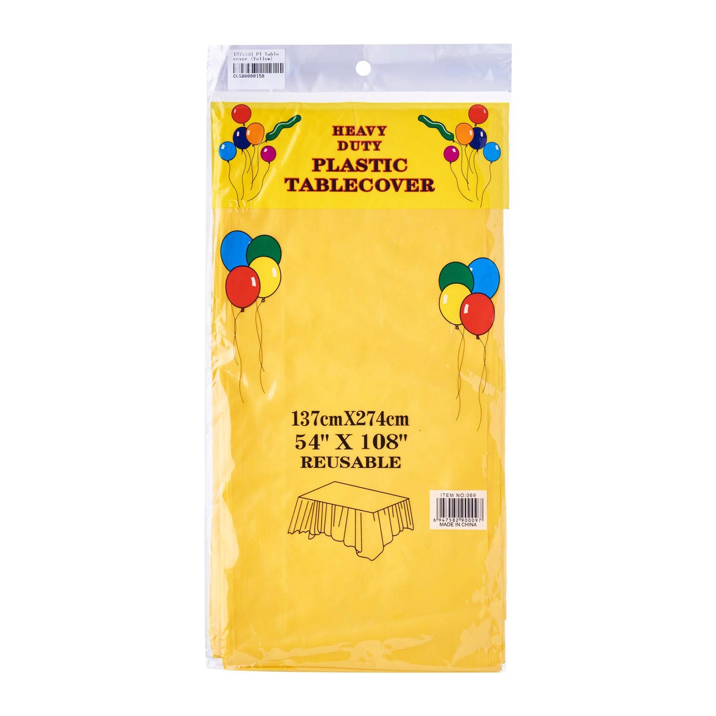 137 x 274cm Solid Colour Plastic Tablecover