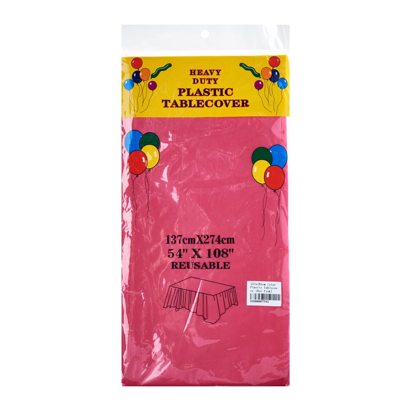 137 x 274cm Solid Colour Plastic Tablecover