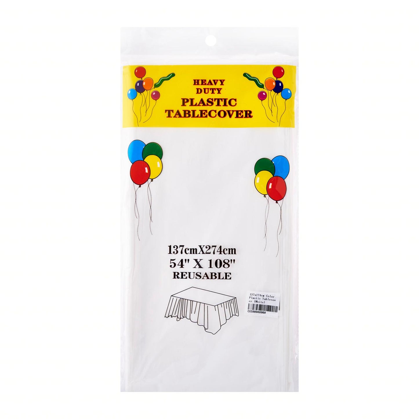 137 x 274cm Solid Colour Plastic Tablecover