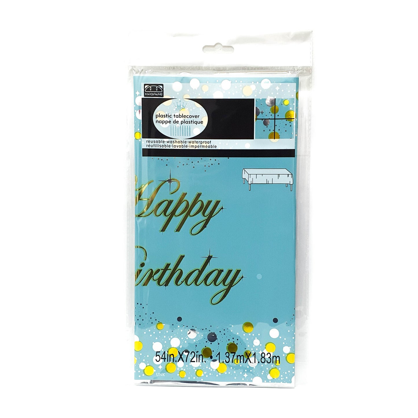 137x183cm Hotstamp Happy Birthday Plastic Tablecover