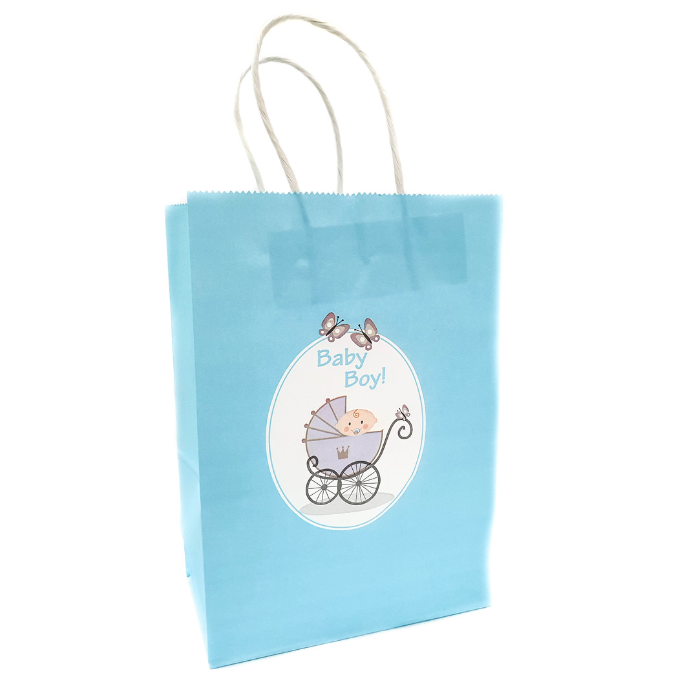 15cm X 21cm X 8cm Baby Boy Kraft Paper Bag