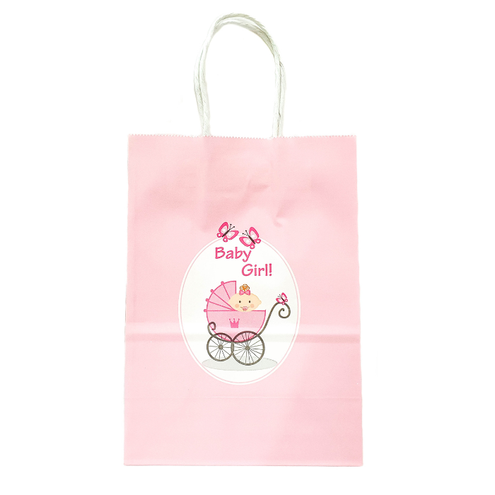 15cm X 21cm X 8cm Baby Girl Kraft Paper Bag