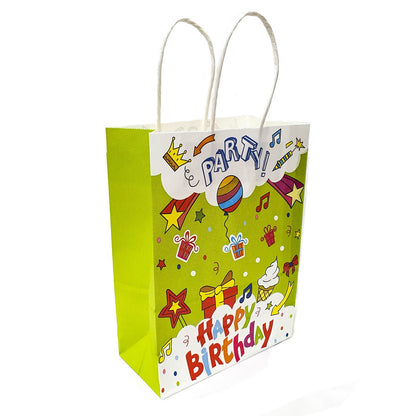 Green Happy Birthday Kraft Paper Bag