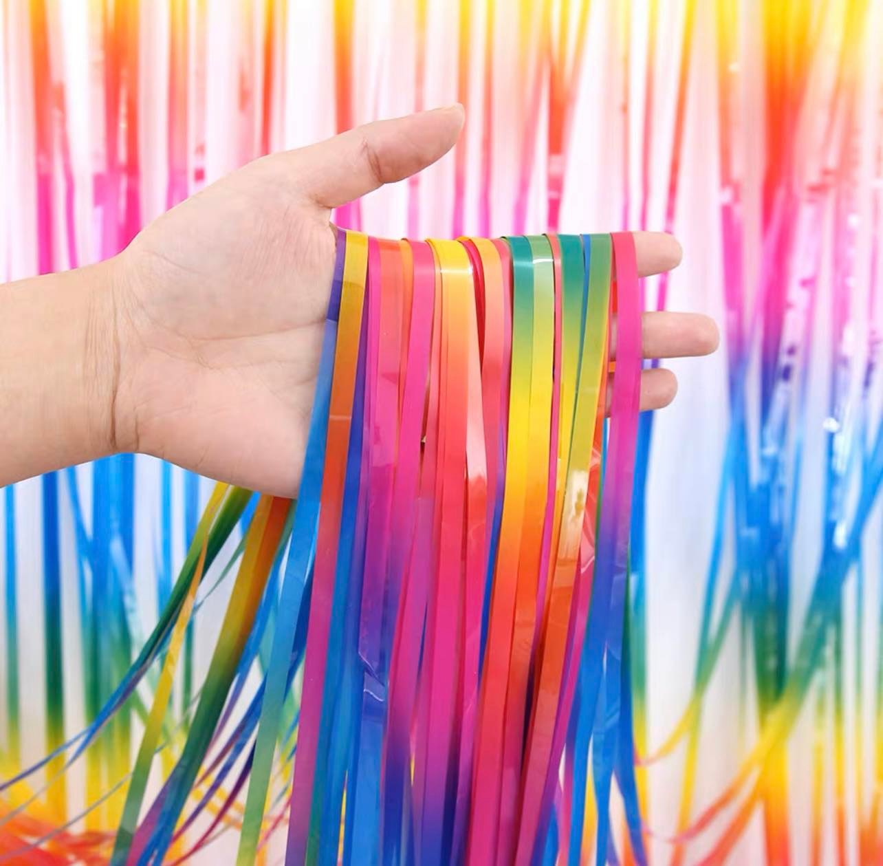 Rainbow Tassel Fringe Party Backdrop