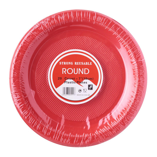 7inch Round Solid Color Plastic Plates