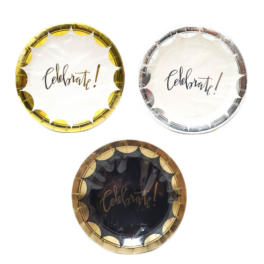 7inch Shiny Celebrate Paper Plates