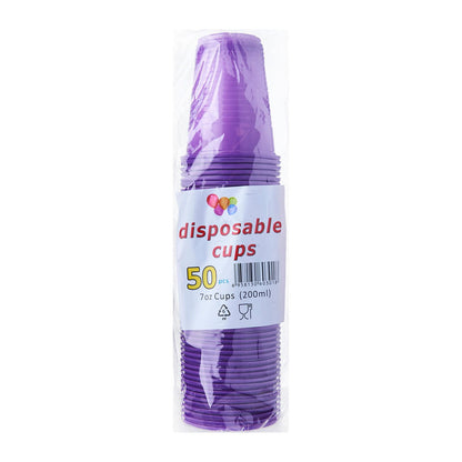 7oz Solid Colour Plastic Cups (50pcs)