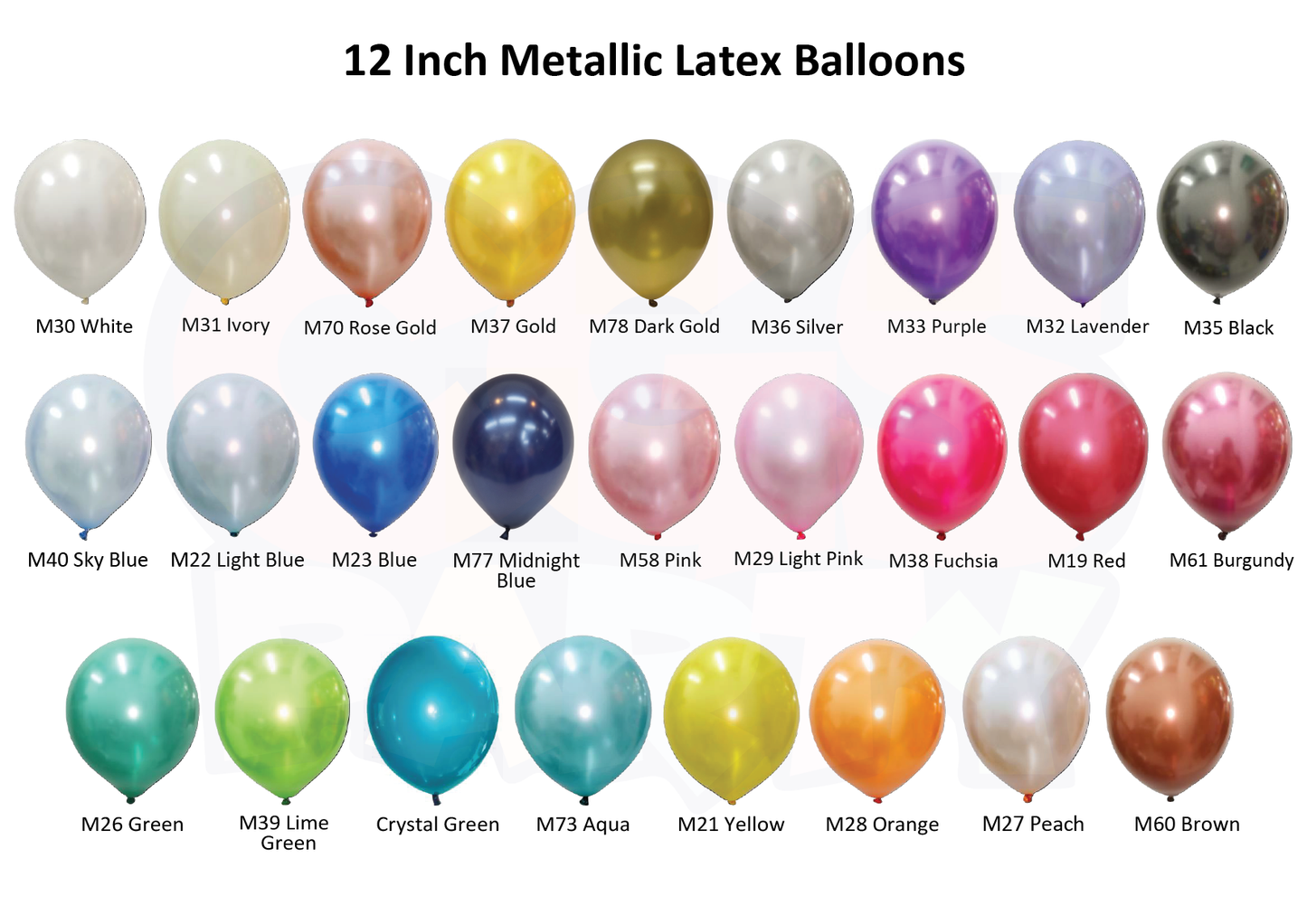 12 Inch Latex Balloon (Metallic Colours)