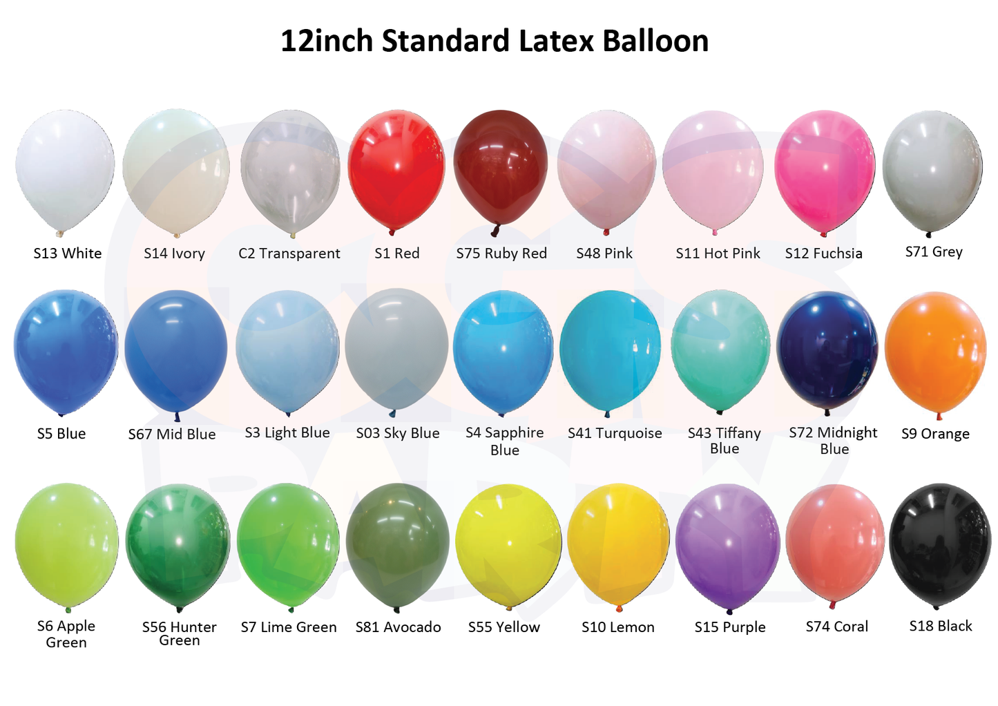 10 Pc Helium 12 Inch Latex Balloon