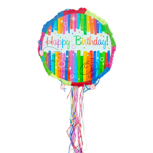 Happy Birthday Round Pinata No.6335 (Stripe)