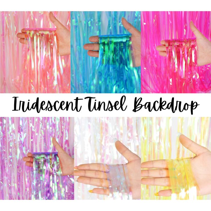 Iridescent Rainbow Tassel Fringe Party Backdrop