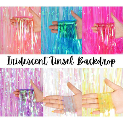 Iridescent Rainbow Tassel Fringe Party Backdrop