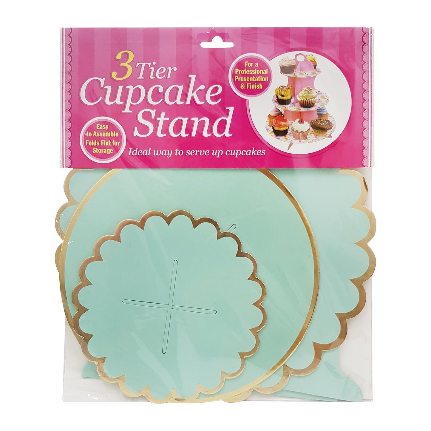 Scallop Edge Shiny 3 Tier Cupcake Stand