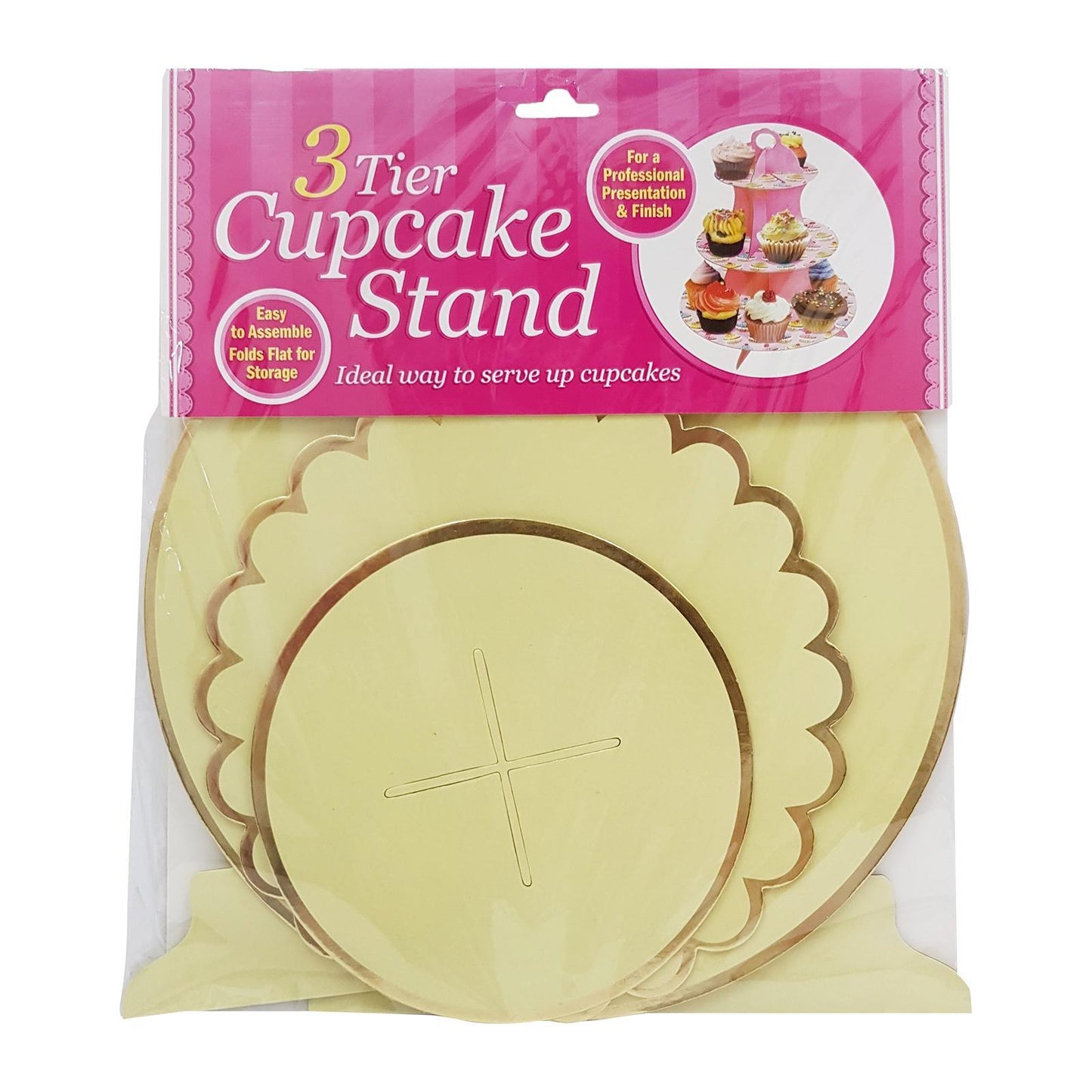 Scallop Edge Shiny 3 Tier Cupcake Stand