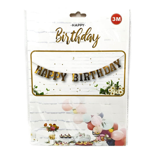 Shiny Metallic Happy Birthday Banner (Assorted)