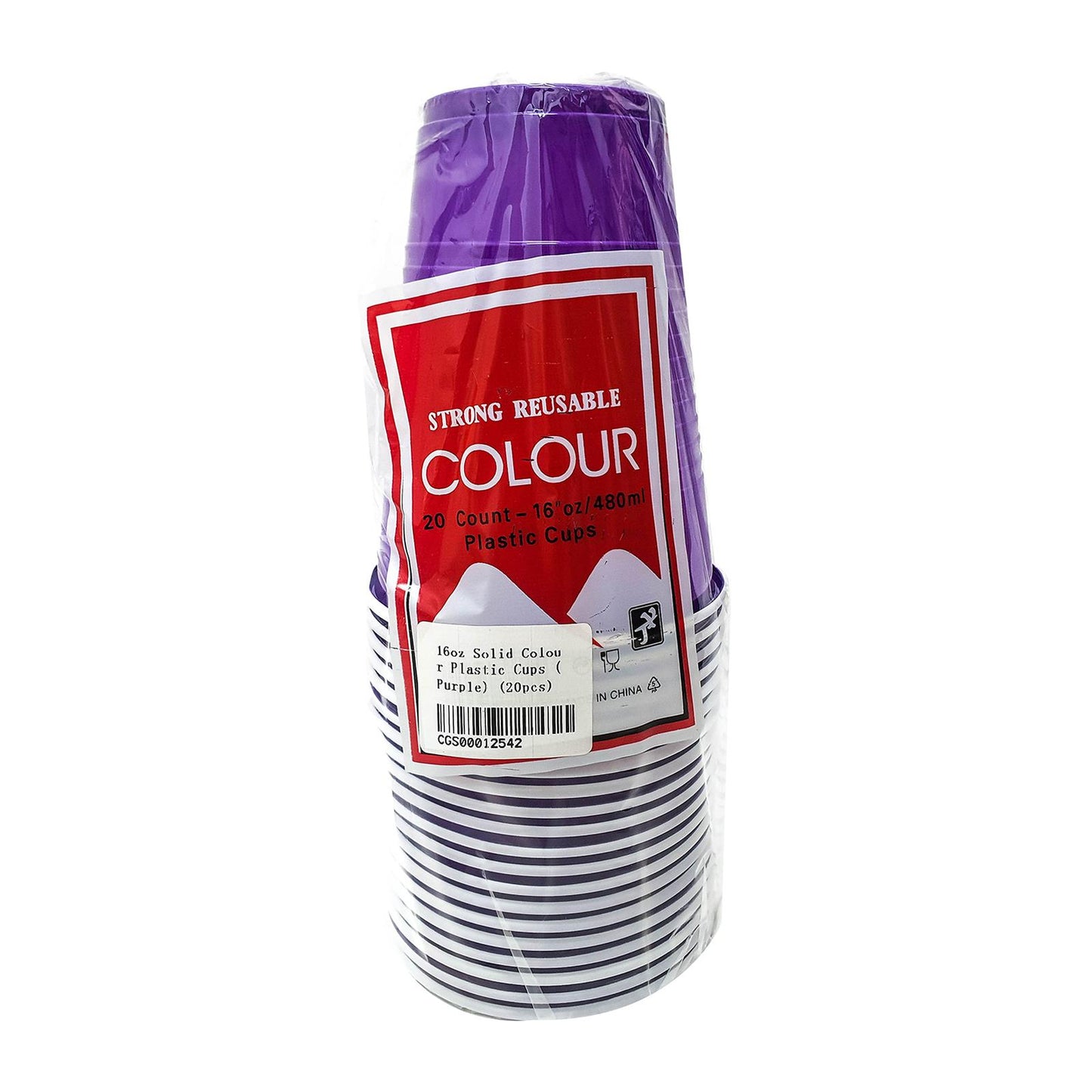 16oz Solid Colour Plastic Cups (20pcs)