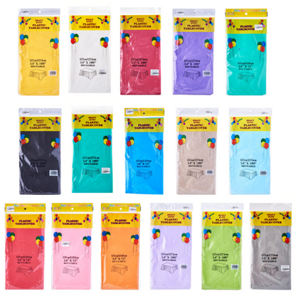 137 x 274cm Solid Colour Plastic Tablecover